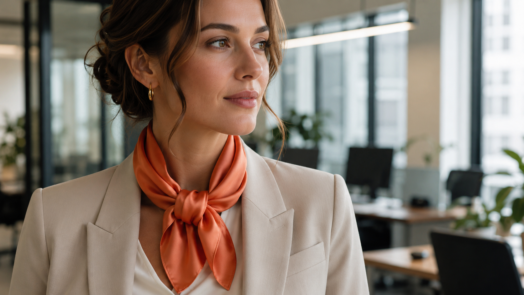 Persimmon Scarf Office Styling Silk